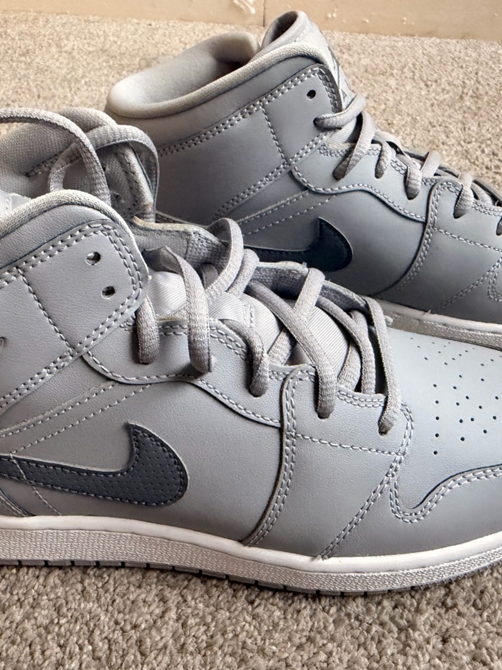 Nike Gray High-Top Sneakers with Dark Gray Swoosh